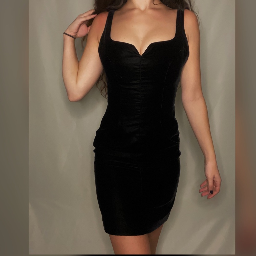 Vintage Victor Costa Black Velvet Dress
